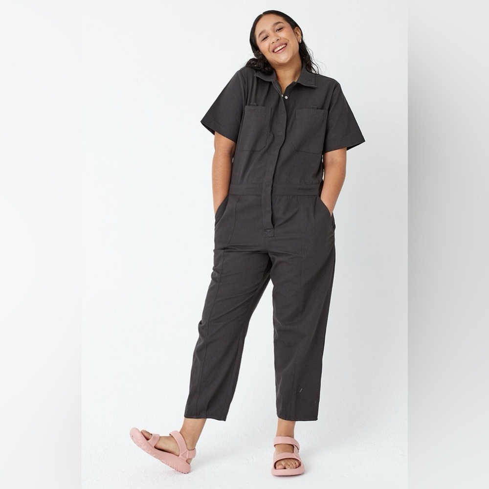 Back Beat Co Organic Cotton Boiler Jumpsuit in Vintage Black - size S